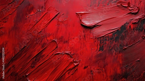 Fototapeta Naklejka Na Ścianę i Meble -  Textured red paint strokes form an abstract background. Perfect for backgrounds or to convey strong emotion.