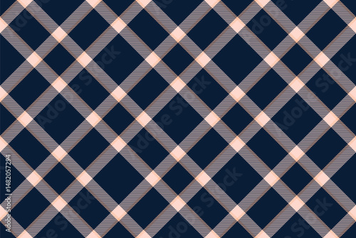 Elegant navy and peach diagonal plaid pattern.  Perfect for textile designs, website backgrounds, or stationery.