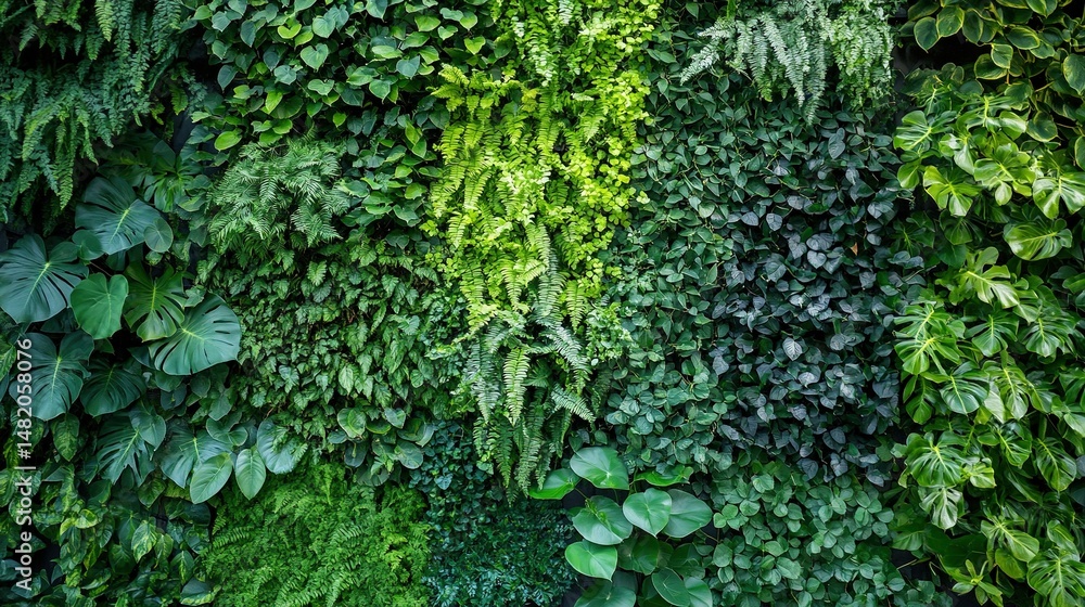 Green lush wall on a residential building with diverse plants, symbolizing eco-friendly living and urban greenery. Green lush wall on a residential building with diverse plants, symbolizing eco-friendly living and urban greenery.