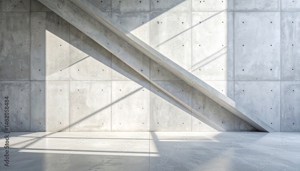 Obraz premium ソフトな自然光が淡いグレーのコンクリート面に滑らかに流れ、気泡のテクスチャが奥行きと静けさを演出する