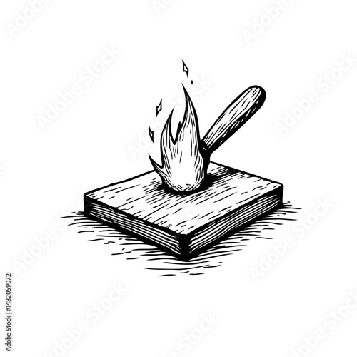 Stylized depiction of knowledge destruction: burning book with whimsical flames