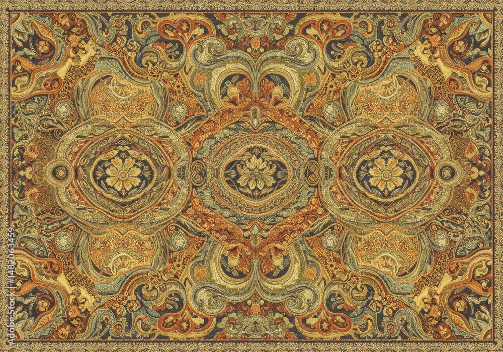 Intricate Traditional Rug Pattern Background Illustration Intricate Traditional Rug Pattern Background Illustration