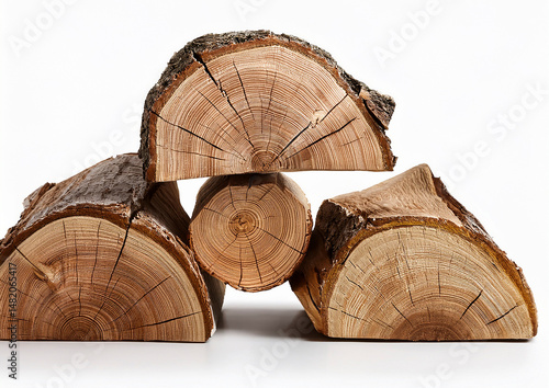 Three logs of wood stacked on top of each other