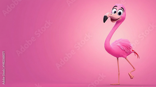 Pink flamingo cartoon character