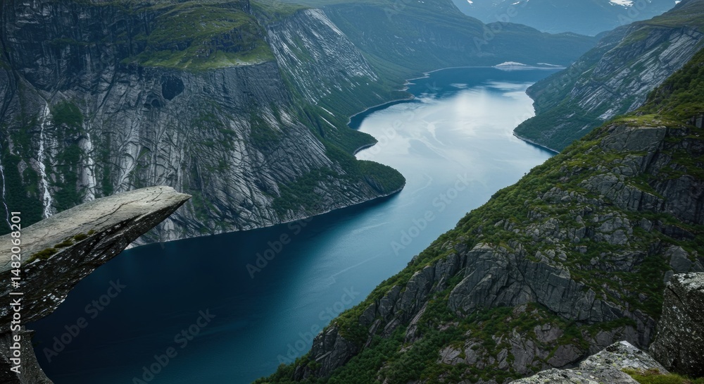 Breathtaking fjord landscape in Norway showcasing the unique rock formation Breathtaking fjord landscape in Norway showcasing the unique rock formation