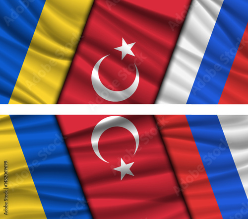 Photography Vector three wavy flags