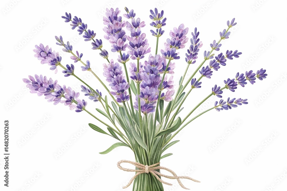 Obraz premium Bouquet of lavender clipart, isolated vector illustration.
