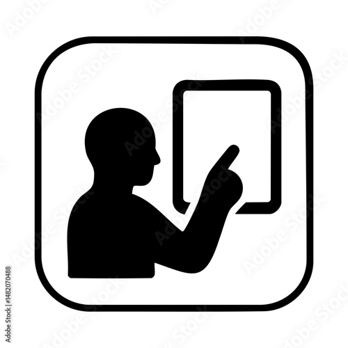 User touching digital screen icon in interface button
