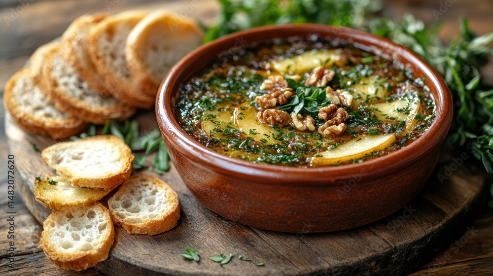 Baked cheese with apple and nuts Baked cheese with apple and nuts