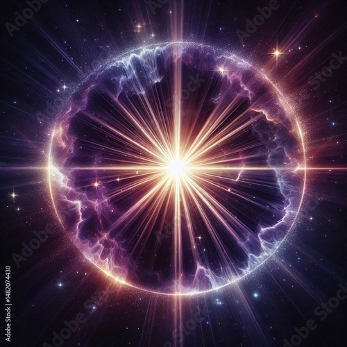 Cosmic Radiance: A vibrant, glowing orb of energy pulses with cosmic light, surrounded by a starry backdrop. The image evokes feelings of wonder, power, and the mysteries of the universe. © I-KNOW-YOU-KNOW