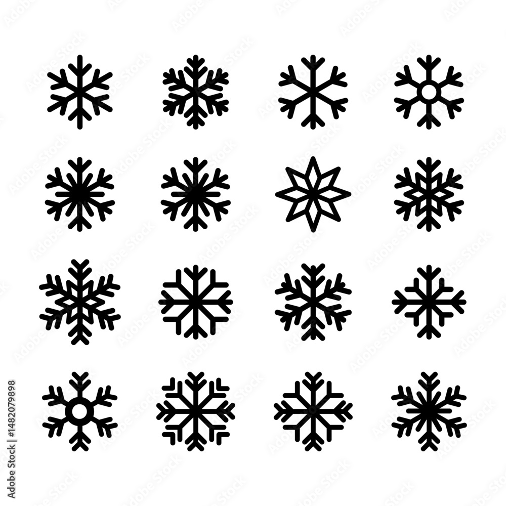 Simple snowflake icon in line style design on white background Simple snowflake icon in line style design on white background