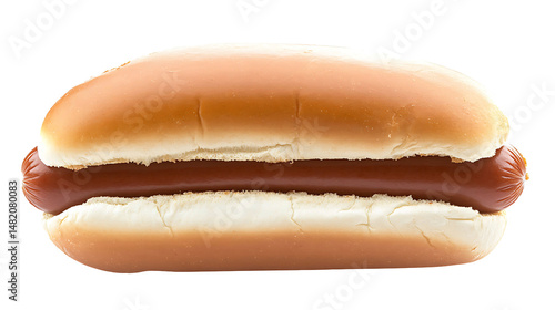 Whole hot dog bun isolated on transparent background