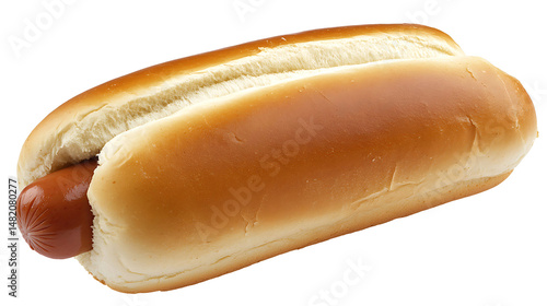 Whole hot dog bun isolated on transparent background