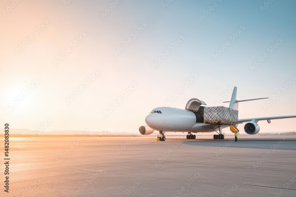 custom made wallpaper toronto digitalCargo plane parked on tarmac with open doors under sunny skies preparing for logistics operations and smooth loading process