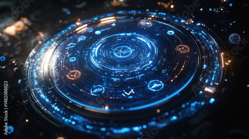 Wallpaper Mural Futuristic holographic circular interface Torontodigital.ca