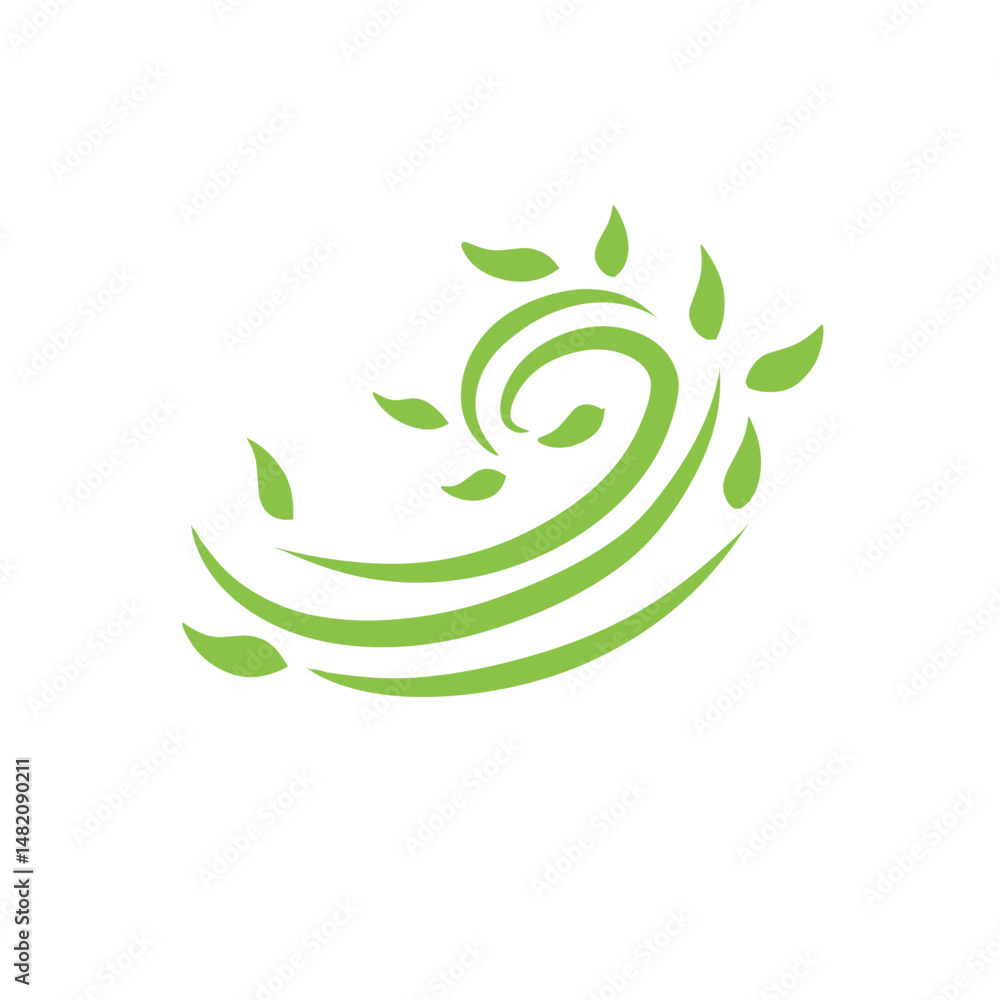 Naklejka premium green organic wind leaf