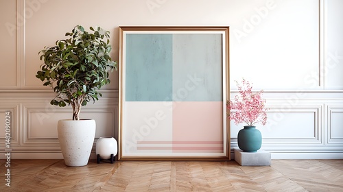 Stylish Frame Mock up. Modern Interior Design Background. .