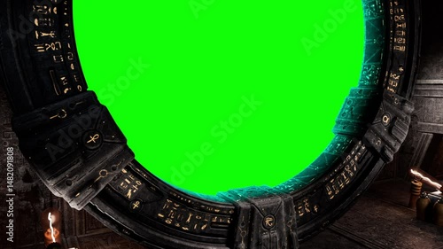 Ancient Egyptian Gateway. Green screen. ProRes MOV 12bit. 3d render portal concept.