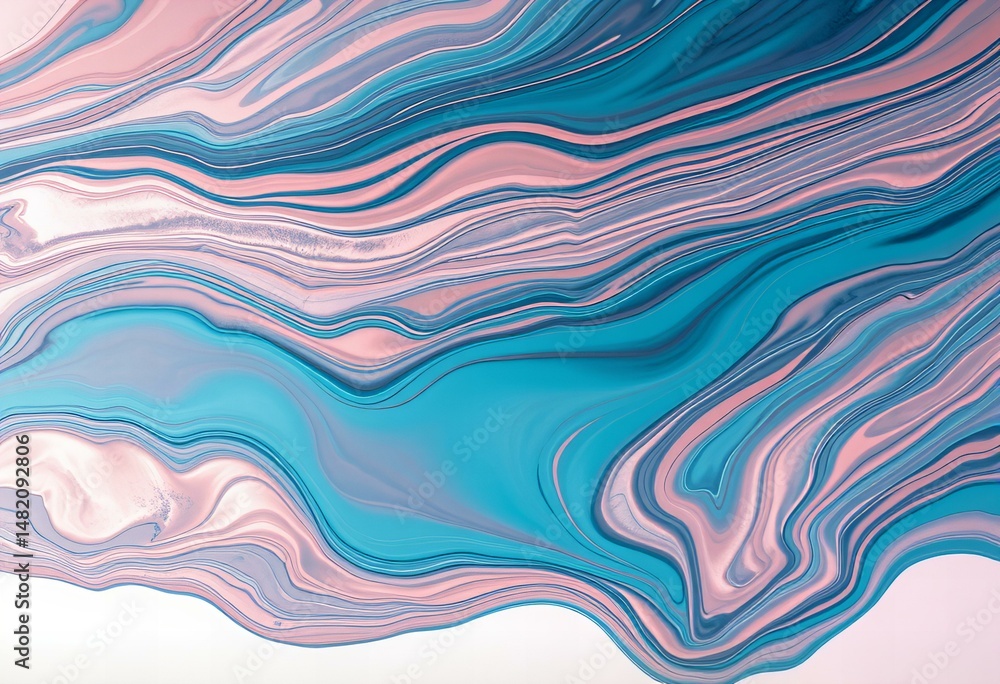 Fototapeta premium Graphic Swirling liquid paint with industrial metallic tones.