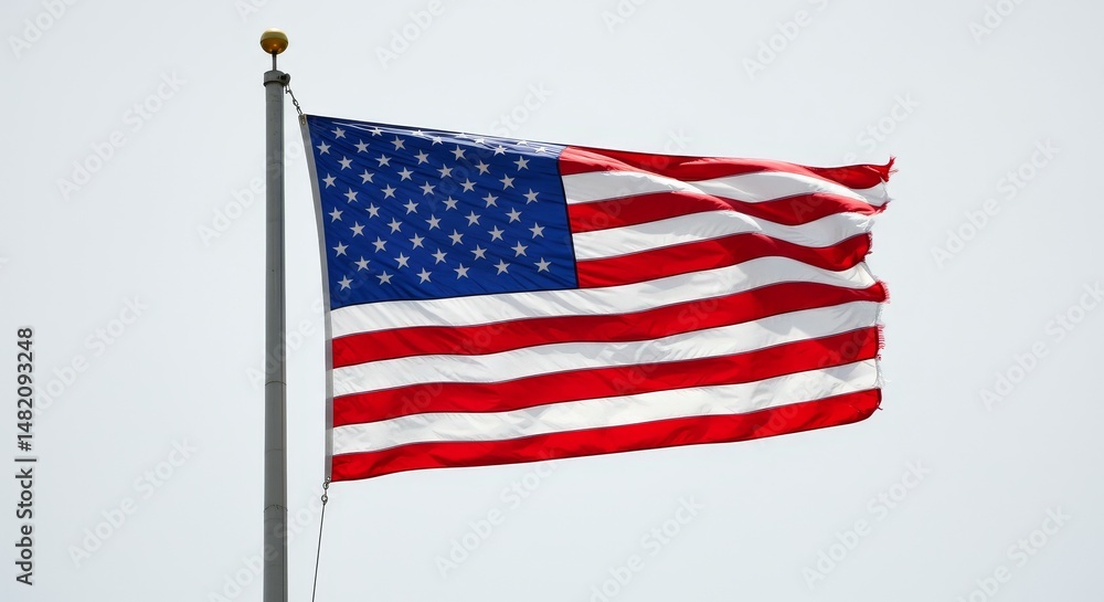 Fototapeta premium Photo of American Flag Waving in the Wind