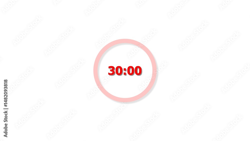 Digital countdown timer red color 4k illustration of 30 second on transparent on white background. 30 seconds digital timer 4k illustration. Digital countdown timer red color 4k illustration of 30 second on transparent on white background. 30 seconds digital timer 4k illustration.