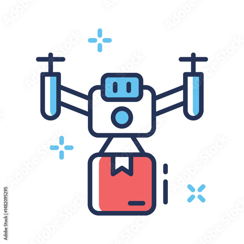 Grab this outline icon of drone delivery system