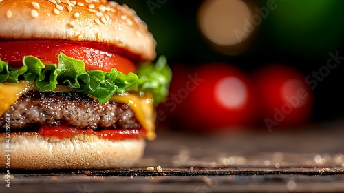 Delicious Burger with Fresh Ingredients