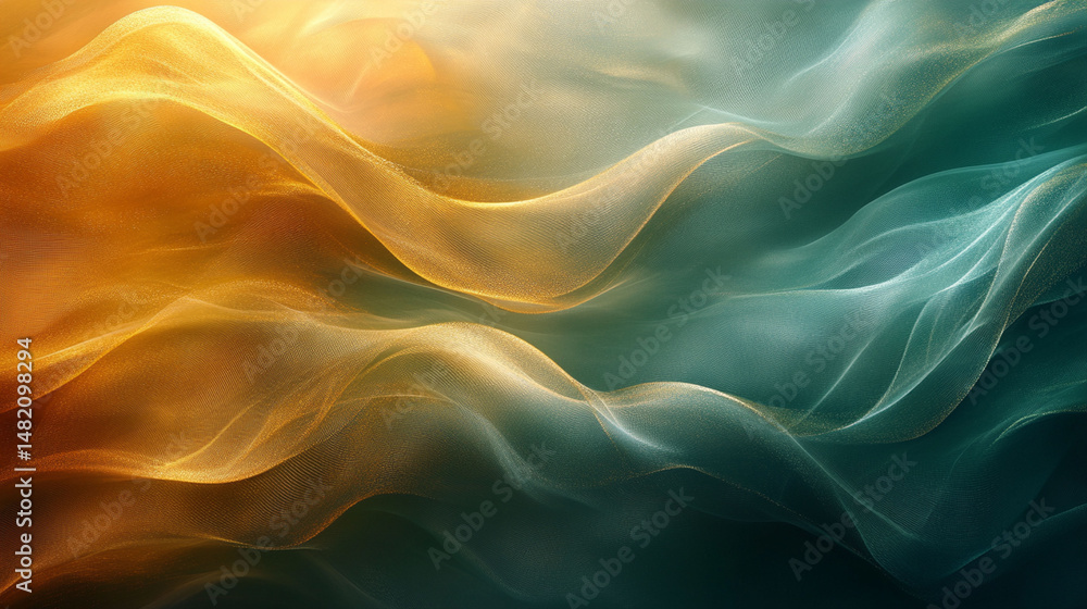 Abstract flowing golden and teal waves. Abstract flowing golden and teal waves.
