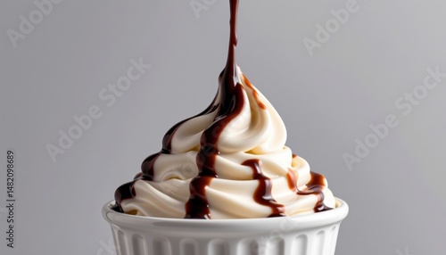 Vanilla Soft Serve with Chocolate Syrup