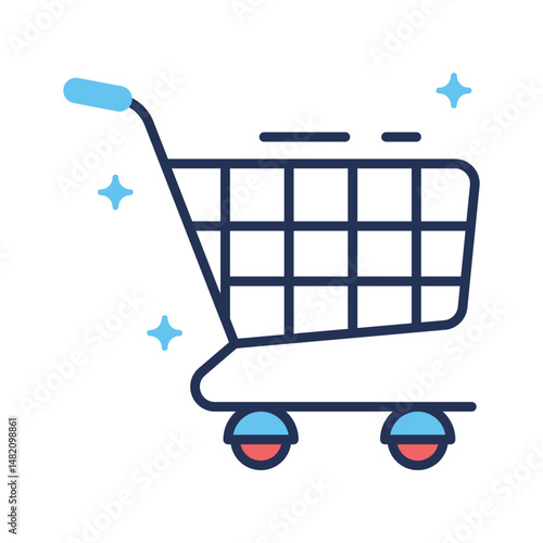 Easy to edit outline icon of shopping trolley cart