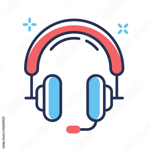 A well designed outline icon of headset support