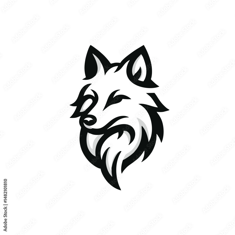 Fototapeta premium Cool Arctic Fox Logo, Clean Silhouette, Outlined Style