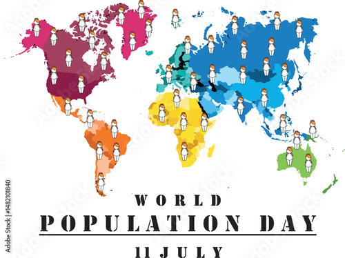Vector illustration, Simple and Modern World Population Day Design with 2D cartoon image