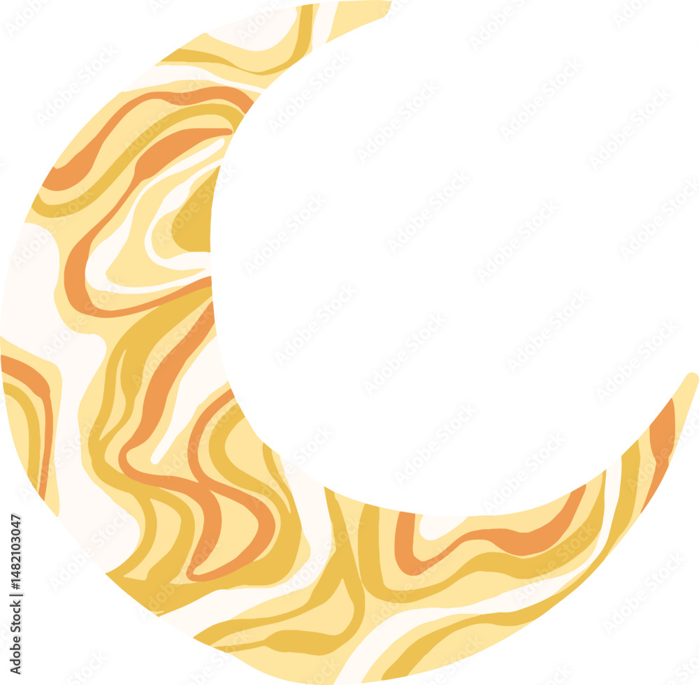 Obraz premium Retro Swirls Crescent Moon