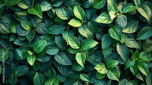 Wallpaper Mural Lush, vibrant green foliage densely packed, showing varied leaf shapes and textures with subtle light and shadow Torontodigital.ca