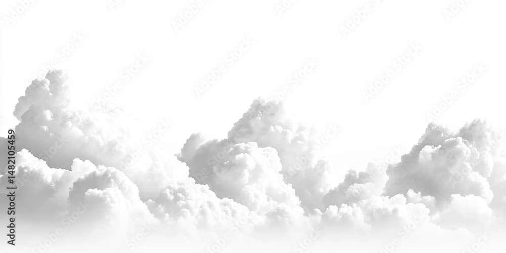 Naklejka premium Fluffy Clouds Against a White Background (2)