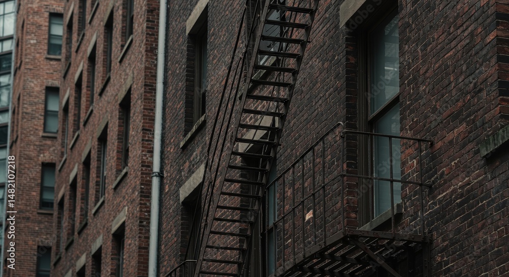 Photo of Dark Red Brick Building With Fire Escape Photo of Dark Red Brick Building With Fire Escape