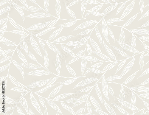 Abstract dot floral palm leaves seamless pattern.