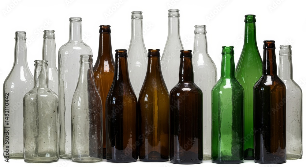 Photo of Empty Glass Bottles on White Background Photo of Empty Glass Bottles on White Background