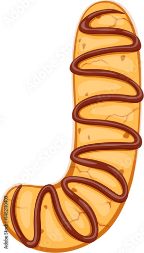 Cafe dessert font typeset shortbread cookie letter J. Dessert kids ABC typeset letter, pastry and confectionery vector symbol. Bakery English alphabet font sign or sweet type element