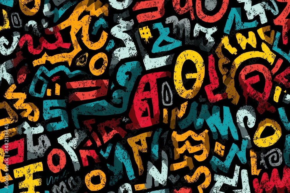 Fototapeta premium Abstract Graffiti Letters Pattern - Colorful and Energetic Design