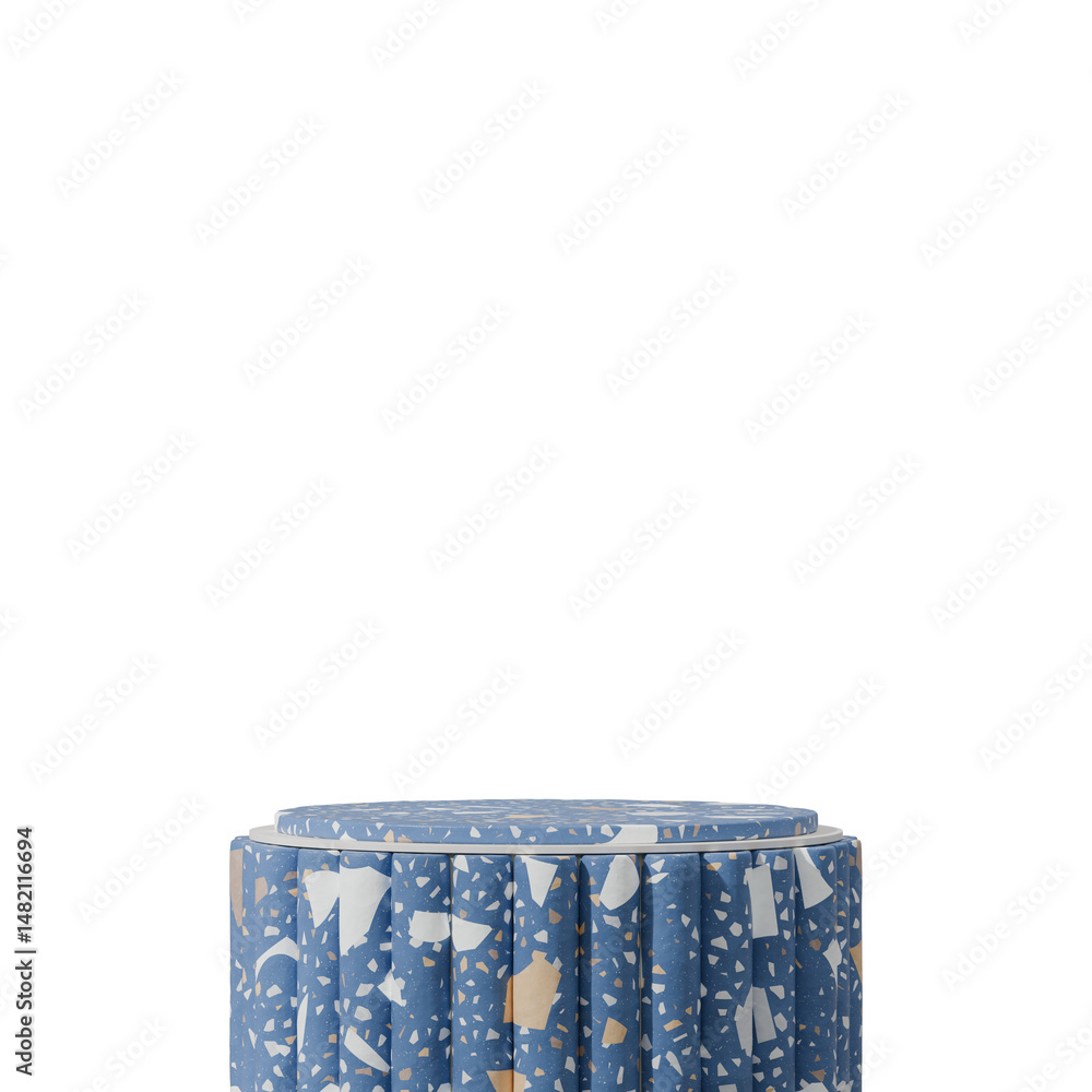 Obraz premium in square minimal shape, 3d render transparent background of blue terrazzo textured podium