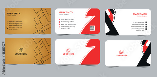 Modern Minimalist clean simple business card set template, company business card set design