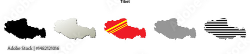 Tibet province outline map set