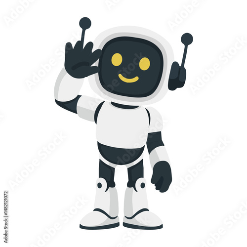 Illustration of a Friendly Robot Character