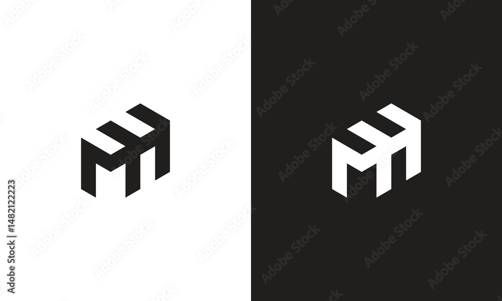 Fototapeta premium MH logo, monogram unique logo, black and white logo, premium elegant logo, letter MH Vector minimalist