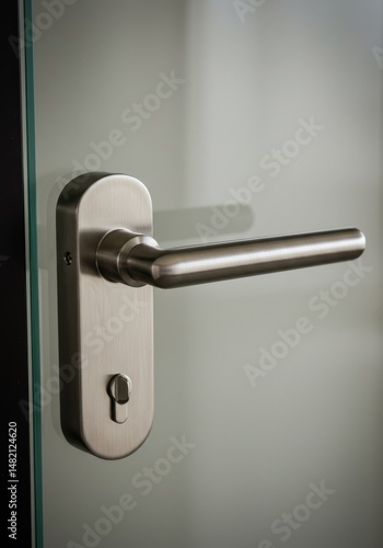 Wallpaper Mural Photo of Modern Silver Door Handle on Glass Torontodigital.ca