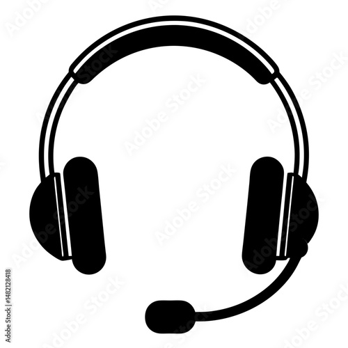 Headset with microphone silhouette vector illustration