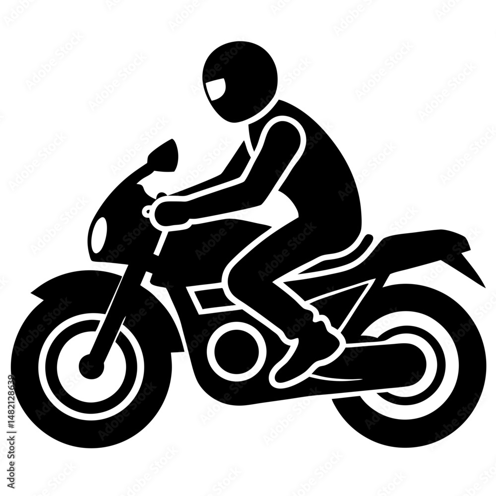 Fototapeta premium Motorcycle rider black silhouette vector illustration