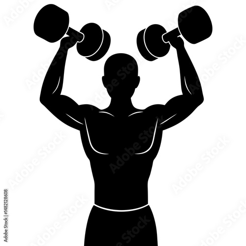 Man lifting weights silhouette vector illustration